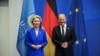 Olaf Scholz német kancellár és Ursula von der Leyen, az Európai Bizottság elnöke kétoldalú találkozójuk előtt Berlinben 2024. június 11-én