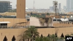 Здание посольства США в Саудовской Аравии, подваергшееся удару иранских дронов