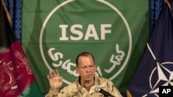 Admiral Mike Mullen, chairman of the U.S. Joint Chiefs of Staff, addresses a press conference in Kabul on July 31.