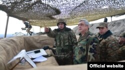 Nagorno-Karabakh -- Armenian President Serzh Sarkisian visists a Karabakh Armenian frontline position, 10Dec2016