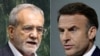 Iranian President Masud Pezeshkian (left) and France's Emmanuel Macron spoke on October 13.