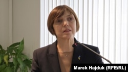 Оксана Дякун під час дискусії в Центрі європейської політики про порушення прав людини Криму. Брюссель, Бельгія, 17 березня 2026 року