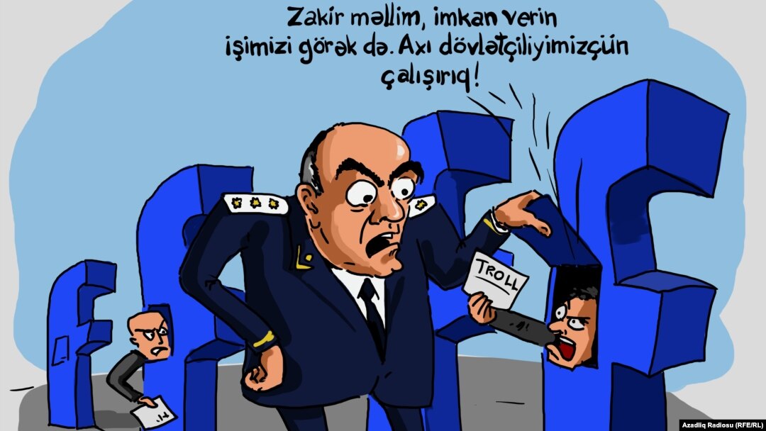 Zakir Qaralov və Facebook. Karikatura. Gündüz Ağayev
