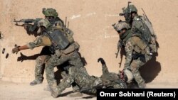 Afghan special forces taking part in a military exercise in southeastern Afghanistan.