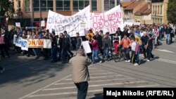 Sa protesta na Međunarodni praznik rada, Tuzla, 1. maj 2014.