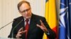 Then-NATO Deputy Secretary-General Alexander Vershbow gestures during a press conference in Bucharest in 2016.