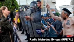 Анти владините и провладините протести во Скопје, комбинирана фотографија