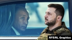 Președintele rus Vladimir Putin și președintele ucrainean Volodimir Zelenski (colaj RFE/RL)