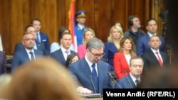 Aleksandar Vučić u Skupštini Srbije polaže zakletvu za drugi petogodišnji predsednički mandat, 31. maj 2022.