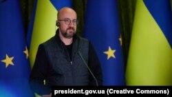 შარლ მიშელი, ევროპული საბჭოს პრეზიდენტი, კიევი.  21 აპრილი 2022 წელი