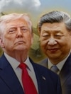 A collage with Ukrainian President Volodymyr Zelenskyy, US President Donald Trump, Chinese leader Xi Jinping, and Russian President Vladimir Putin. 