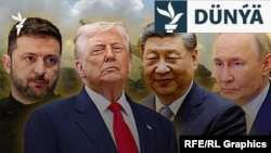(Çepden saga) Ukrainanyň prezidenti Wolodymyr Zelenski, ABŞ-nyň prezidenti Donald Tramp, Hytaýyň prezidenti Si Szinpin, Russiýanyň prezidenti Wladimir Putin
