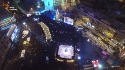 Новий рік на Софійській площі у Києві з висоти пташиного польоту (відео)