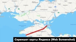 Зона пацэльваньня ў Крыме для ракет FP-7. Скрыншот мапы Яндэксу