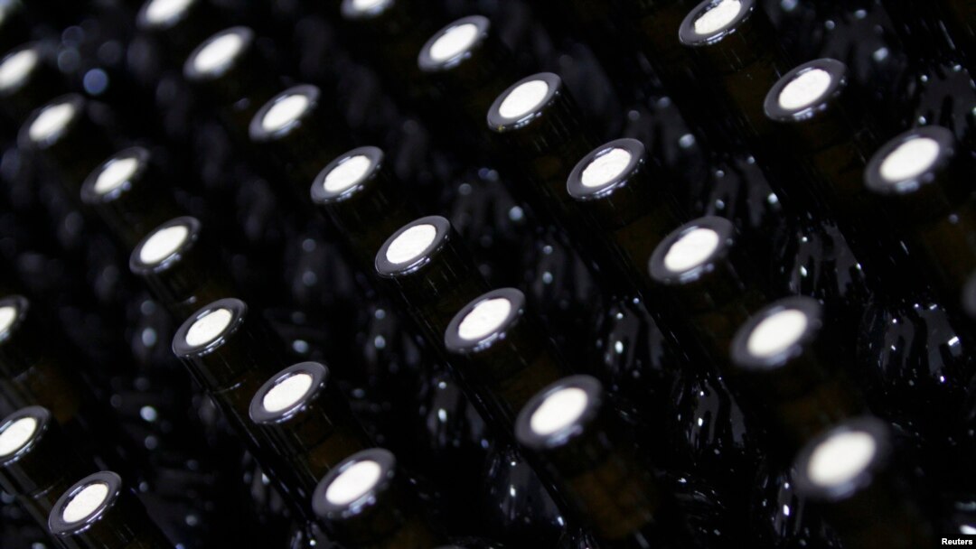 Georgia -- Bottles of wine are seen at the Teliani Valley wine factory in the town of Telavi, 30Sep2010