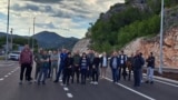 Citizens of Cetinje protesting and blocking the Cetinje - Podgorica road