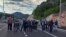 Citizens of Cetinje protesting and blocking the Cetinje - Podgorica road