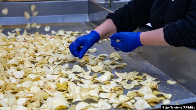 Një punëtore në kompaninë "Pestova" në Vushtrri.