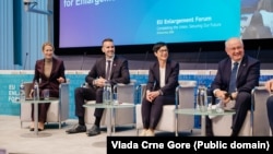 Еврокомесарката Марта Кос на Форумот за проширување во Брисел.