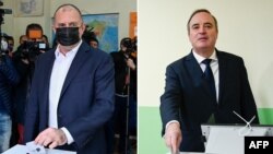 Румен Радев и Анастас Герджиков гласуват в деня на балотажа, 21 ноември 2021 г.