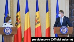 Președinta R.Moldova Maia Sandu și omologul său român Klaus Iohannis, București, 23 noiembrie 2021.
