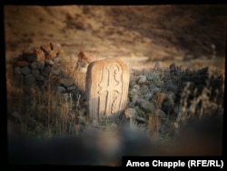 A cross-stone in Vayots Dzor Province. Traditionally, all khachkars face west, meaning they are bathed in light at sunset.