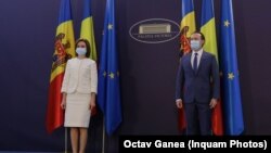 Președintele Republicii Moldova, Maia Sandu, este primită de premierul României, Florin Cîțu, la Guvernul României, București