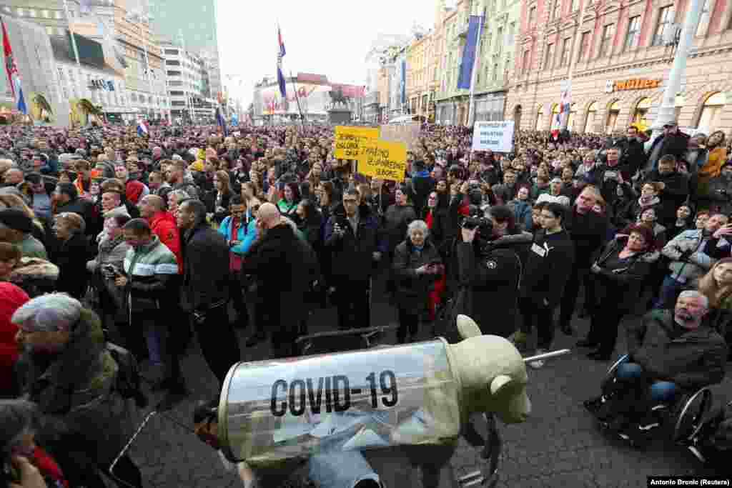 Протест против анти корона мерките во Хрватска. Загреб, 20.11.2021