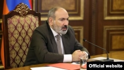 Armenian Prime Minister Nikol Pashinian speaks at a Security Council meeting on November 15.