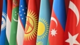 Kazakhstan - The 8th Summit of the Turkic Council. The flags of Turkic language states.