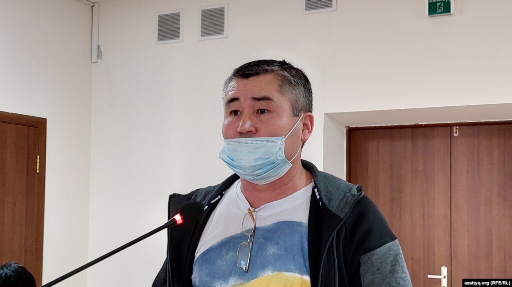 Гражданский активист Орынбай Охасов в суде по его делу. Уральск, ноябрь 2021 года 