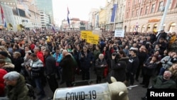 Prosvjed protiv COVID mjera u Zagrebu, Hrvatska, 20. studeni 2021. 