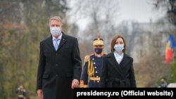 Președinții Klaus Iohannis și Maia Sandu la București, noiembrie 2021 