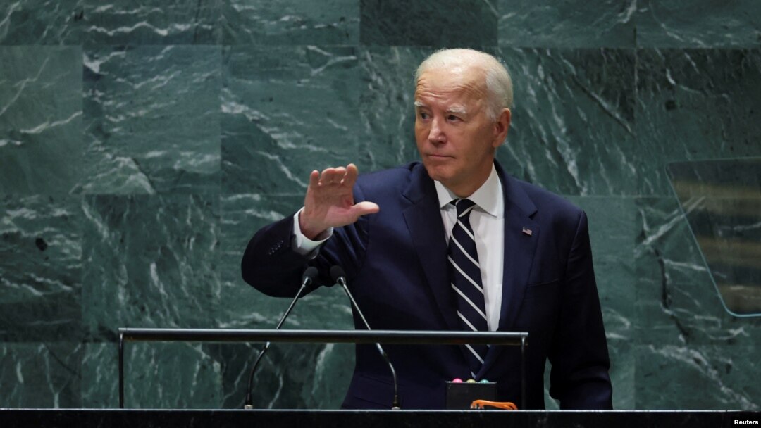 Președintele american Joe Biden se adresează celei de-a 79-a Adunări Generale a Organizației Națiunilor Unite, la sediul ONU din New York, SUA, pe 24 septembrie 2024.