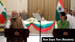 Premijer Indije Narendra Modi i de facto liderka Mjanmara Aung San Su Ći 
