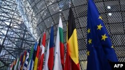 Флаги европейских стран и флаг ЕС