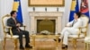 Kryetari i Kuvendit të Kosovës, Dimal Basha, gjatë takimit me presidenten e Kosovës, Vjosa Osmani. 1 shtator 2025. 