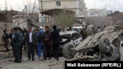A suicide attack near the Afghanistan finance ministry in Kabul on March 25.