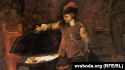 Поль Дэлярош, «Кромуэл адчыняе труну караля Чарльза І» (1831).