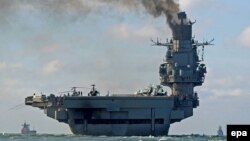 Авианесущий крейсер «Адмирал Кузнецов» в Средиземном море, 21 октября 2016 года