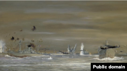 Немецкая атака на конвой PQ18 в Норвежском море 13 сентября 1942 года. Художник Джон Гамильтон