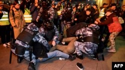 Задержание на акции протеста против мобилизации, Москва, 21 сентября 2022 года