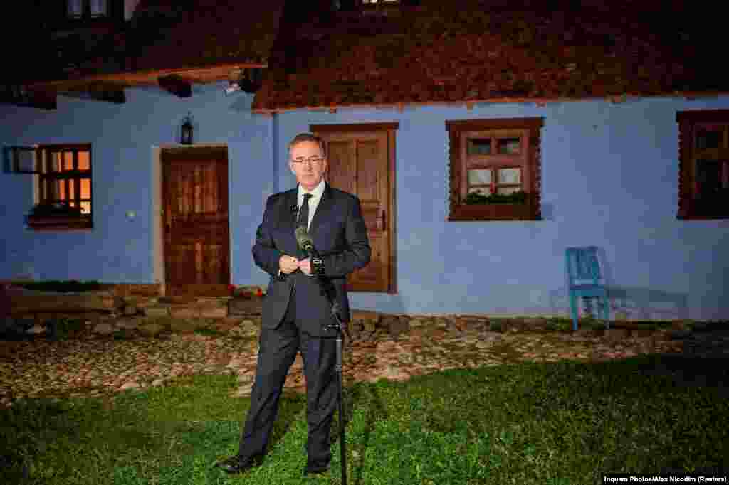 Andrew Noble, Britain&rsquo;s ambassador to Romania, prepares to speak during the September 18 memorial event in Viscri. The picturesque courtyard where the memorial event was held is at the center of a property owned by Britain&#39;s new King Charles III, whose links to Romania&rsquo;s Transylvania region stretch back decades. &nbsp;