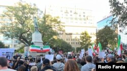 تجمع در میدان «فارگت» در مرکز واشینگتن.