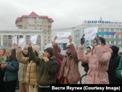 Un miting împotriva mobilizării în Iakuția, în septembrie.