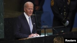 Presidenti i SHBA-së, Joe Biden, gjatë adreismit para Asamblesë së Përgjithshme të Kombeve të Bashkuara. Nju Jork, 21 shtator 2022. 