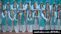 Baýramçylyk çäresine gatnaşdyrylan türkmen gyzlary