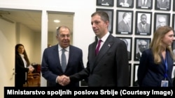 Ministar spoljnih poslova Srbije Marko Đurić sa šefom ruske diplomatije Sergejem Lavrovom na sastanku u Njujorku, 25. septembar 2025.