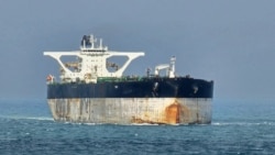The oil tanker Marinera, formerly known as Bella 1, is pictured in the Singapore Strait on March 18, 2025.