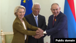 Armenia - Prime Minister Nikol Pashinian meets European Council President Antonio Costa and European Commission President Ursula von der Leyen, Yerevan, May 5, 2026.